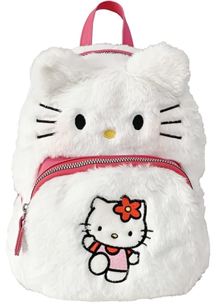 JOGAMS Kawaii Backpack Cute Mini Plush Backpack, Cute Furry Anime Accessories Cartoon School Bag, Cat Face Soft Fuzzy Purse Handbags, Double Strap Bag Birthday Gifts for Girls - Image 1