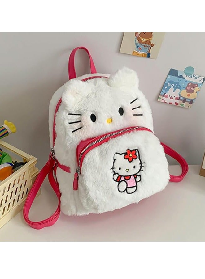 JOGAMS Kawaii Backpack Cute Mini Plush Backpack, Cute Furry Anime Accessories Cartoon School Bag, Cat Face Soft Fuzzy Purse Handbags, Double Strap Bag Birthday Gifts for Girls - Image 2