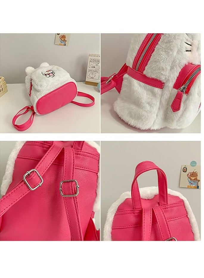 JOGAMS Kawaii Backpack Cute Mini Plush Backpack, Cute Furry Anime Accessories Cartoon School Bag, Cat Face Soft Fuzzy Purse Handbags, Double Strap Bag Birthday Gifts for Girls - Image 3