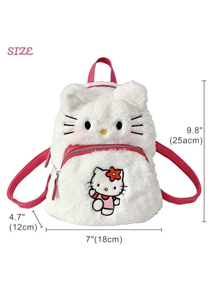 JOGAMS Kawaii Backpack Cute Mini Plush Backpack, Cute Furry Anime Accessories Cartoon School Bag, Cat Face Soft Fuzzy Purse Handbags, Double Strap Bag Birthday Gifts for Girls - Image 4