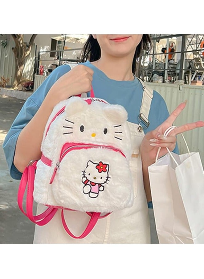 JOGAMS Kawaii Backpack Cute Mini Plush Backpack, Cute Furry Anime Accessories Cartoon School Bag, Cat Face Soft Fuzzy Purse Handbags, Double Strap Bag Birthday Gifts for Girls - Image 5