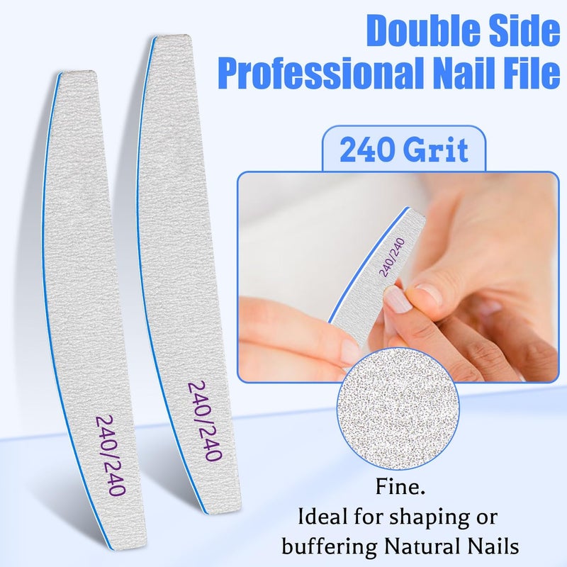 BLESWIN 12 PCS Professional Nail File, 240/240 Grit Nail Files for Natural Nails Emery Boards Nail File Doubled Sides Washable Fine Grit Nail File Manicure Tools for Home and Salon Use - Image 3