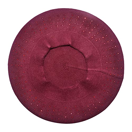 ZLYC Womens French Beret hat, Reversible Solid Color Cashmere Knit Warm Beret Cap for Girls (Burgundy) - Image 5