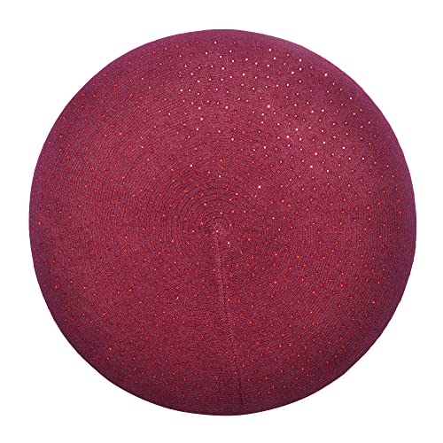ZLYC Womens French Beret hat, Reversible Solid Color Cashmere Knit Warm Beret Cap for Girls (Burgundy) - Image 4