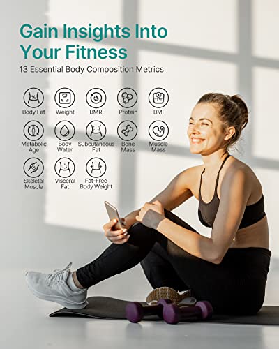 FITINDEX Smart Scale and Tape Measure, Digital Bathroom Scale & Body Tape Measure Sync with APP, Bluetooth Weighing Machine, Body Composition Analyzer, for Health Care - Image 3