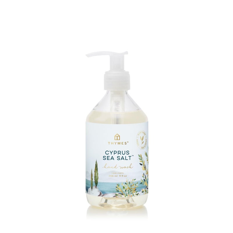 Thymes Hand Wash - Moisturizing Hand Soap Dispenser with Pump - Skin Care - Hydrating Liquid Soap Scented with Notes of Moroccan Rosemary, Sun-Kissed Sage, & Amalfi Lemon (Cyprus Sea Salt, 9 fl oz) - Image 1