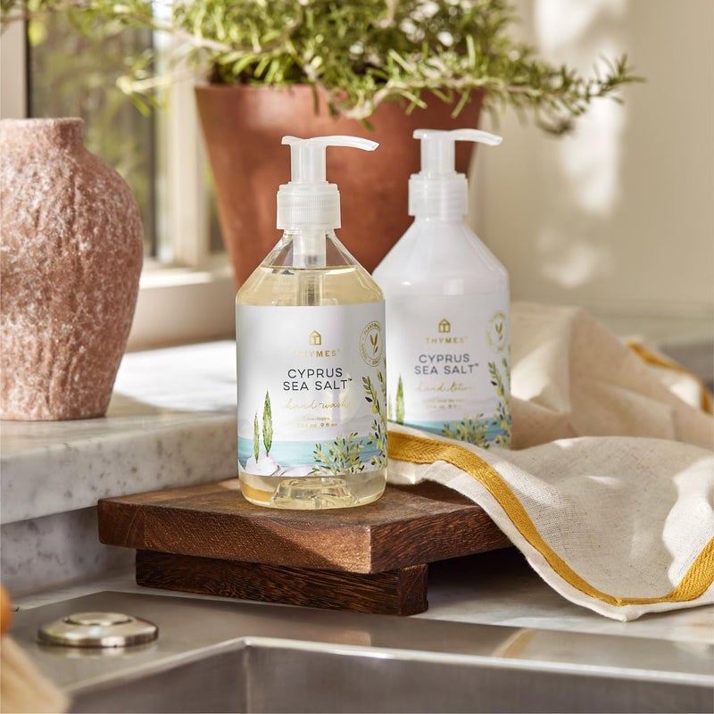 Thymes Hand Wash - Moisturizing Hand Soap Dispenser with Pump - Skin Care - Hydrating Liquid Soap Scented with Notes of Moroccan Rosemary, Sun-Kissed Sage, & Amalfi Lemon (Cyprus Sea Salt, 9 fl oz) - Image 4