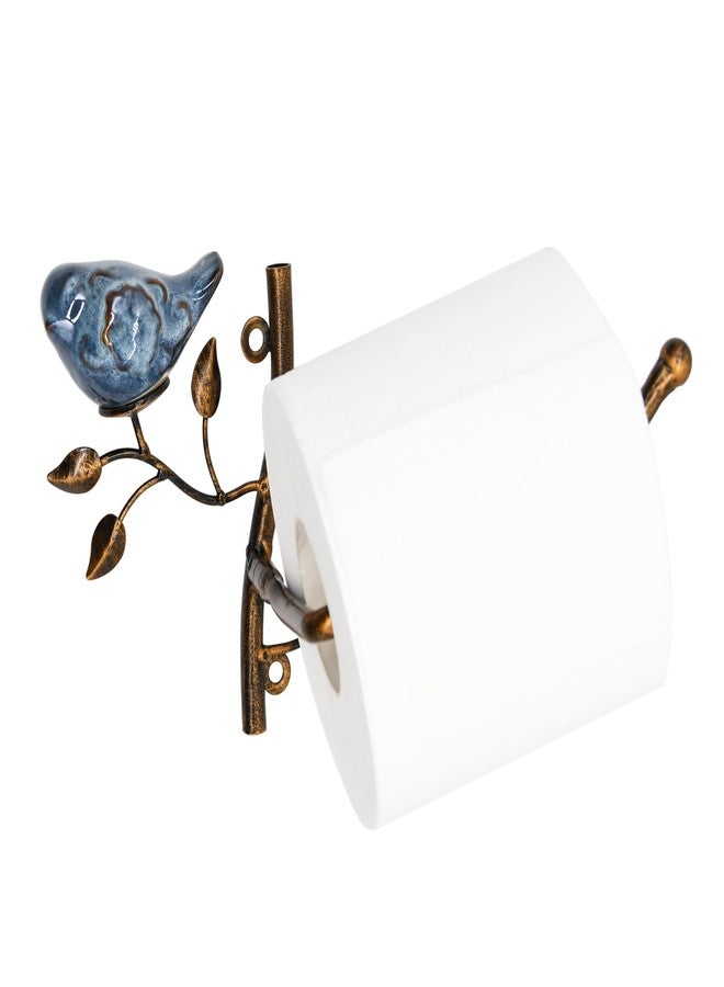 Owlgift حامل ورق المرحاض المعدني المثبت على الحائط مع طائر خزفي، منظم لفات للحمام - برونزي - Image 2