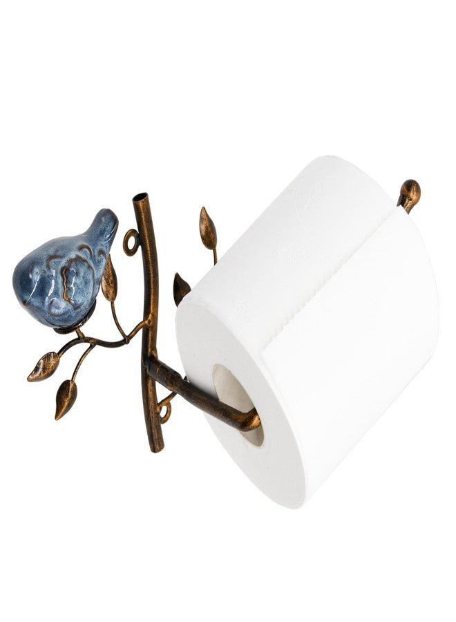 Owlgift حامل ورق المرحاض المعدني المثبت على الحائط مع طائر خزفي، منظم لفات للحمام - برونزي - Image 3