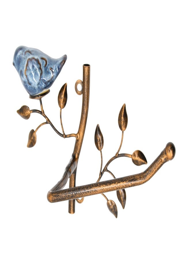 Owlgift حامل ورق المرحاض المعدني المثبت على الحائط مع طائر خزفي، منظم لفات للحمام - برونزي - Image 1