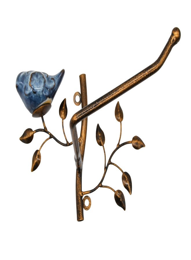 Owlgift حامل ورق المرحاض المعدني المثبت على الحائط مع طائر خزفي، منظم لفات للحمام - برونزي - Image 5