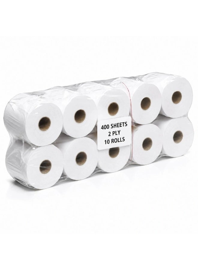 Bulk White 2 ply Thickness Wrapped Toilet Paper Rolls- 400sheets