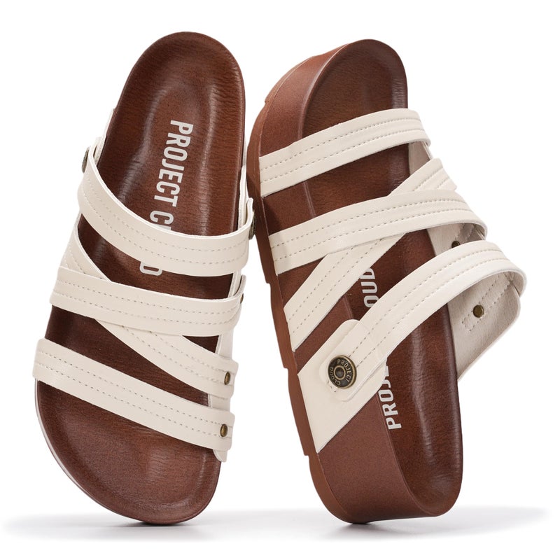 Project Cloud Wedge Platform Sandals Women Footwear - Lightweight with Plush & Soft Insole Beach Essentials Wedge Sandals Durable Non-Slip Sandals for Women 2026 (PASADENA,NUDE,8)