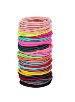 eBoot 100 Count Girls Elastic Hair Ties Ponytail Holders No Metal Hair Elastics (Multicolor 3.5 X 0.2 Cm)  - Image 1