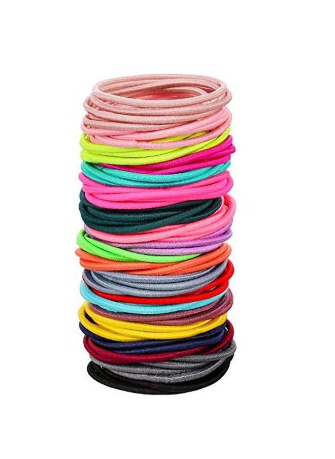 eBoot 100 Count Girls Elastic Hair Ties Ponytail Holders No Metal Hair Elastics (Multicolor 3.5 X 0.2 Cm)  - Image 3