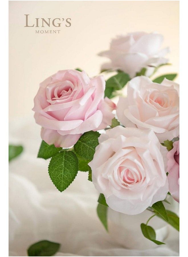Ling's moment Artificial Flowers 16Pcs Blush Pink Silk Roses With Stems Real Look 3.5" Fake Ombre Slate Pink Vendela Roses Bulk For Diy Wedding Bouquets Centerpieces Party Baby Shower Home Decoration  - Image 4