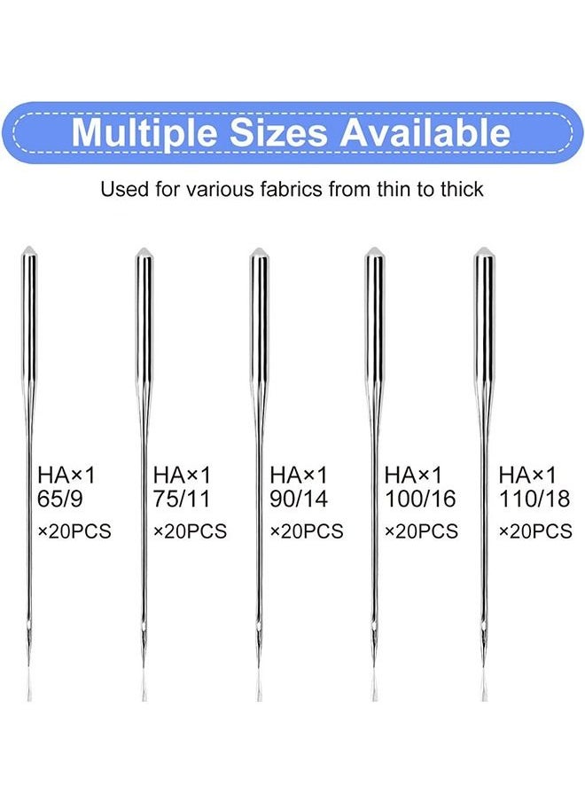 100PCS Sewing Machine Needles Sizes HAX1 65/9, 75/11, 90/14, 100/16, 110/18