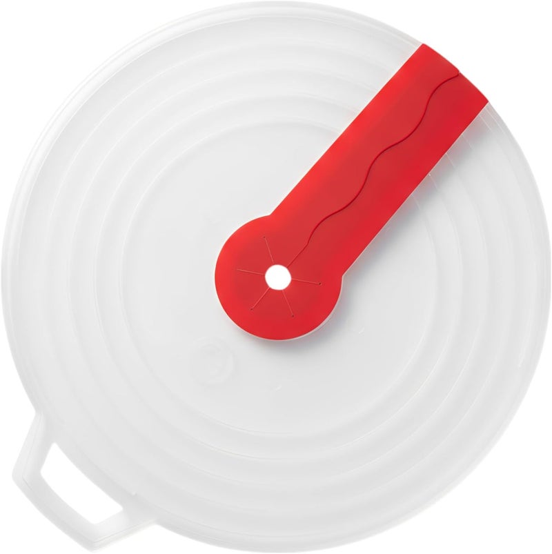 Splatter Guard for Mixer, Anti Splash Cover with Transparent Lid, Red Handle, Plastic Silicone, Multi-Ring Protection for Egg Whisking, Cream Whipping and Dough Mixing - Image 1