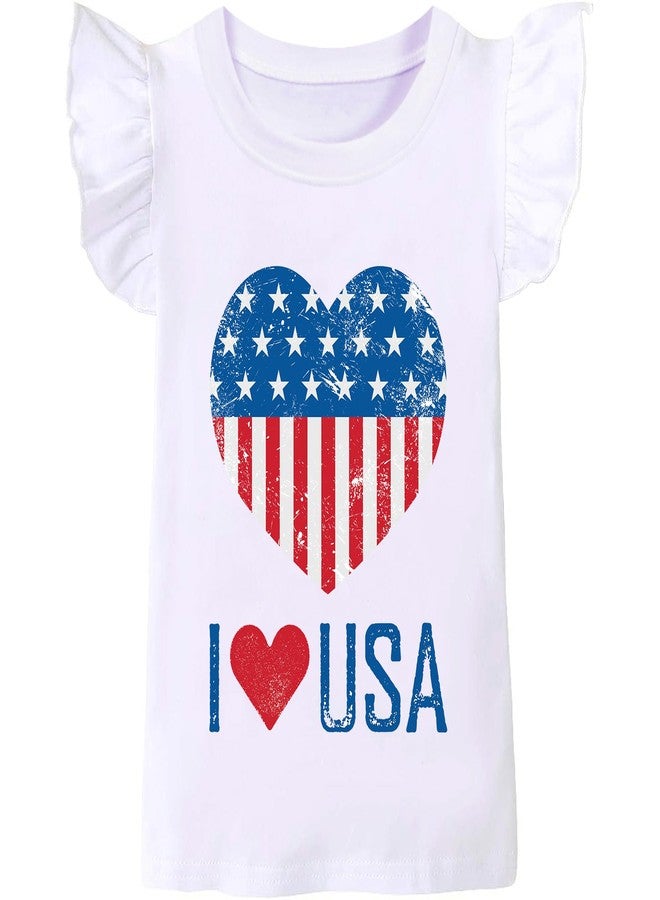 Tkria Kids Girl July 4th Tank Top Girl I Love USA American Flag Shirt Baby 4th of July Shirt Tee Kid Girl Patriotic Outfit 7T - Image 1