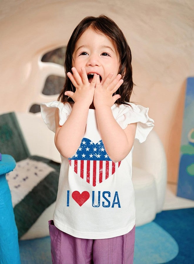 Tkria Kids Girl July 4th Tank Top Girl I Love USA American Flag Shirt Baby 4th of July Shirt Tee Kid Girl Patriotic Outfit 7T - Image 2