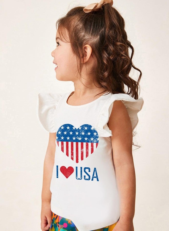 Tkria Kids Girl July 4th Tank Top Girl I Love USA American Flag Shirt Baby 4th of July Shirt Tee Kid Girl Patriotic Outfit 7T - Image 4