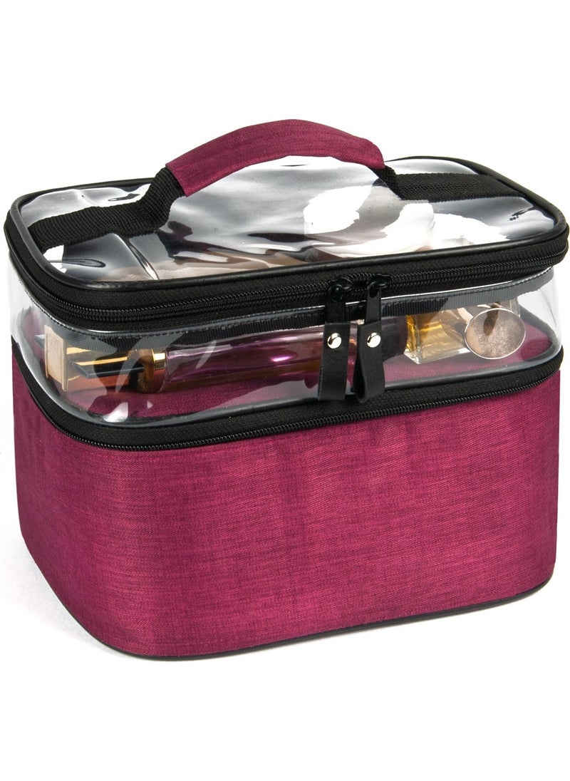 Joseki - Makeup Care Bag Women's Accessory Travel Set Daily 2 Compartments Transparent Cosmetic Shaving Set Organizer - Image 1