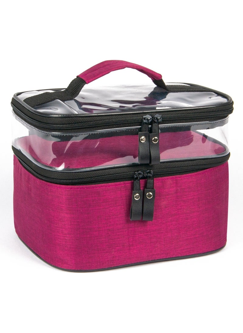 Joseki - Makeup Care Bag Women's Accessory Travel Set Daily 2 Compartments Transparent Cosmetic Shaving Set Organizer - Image 1