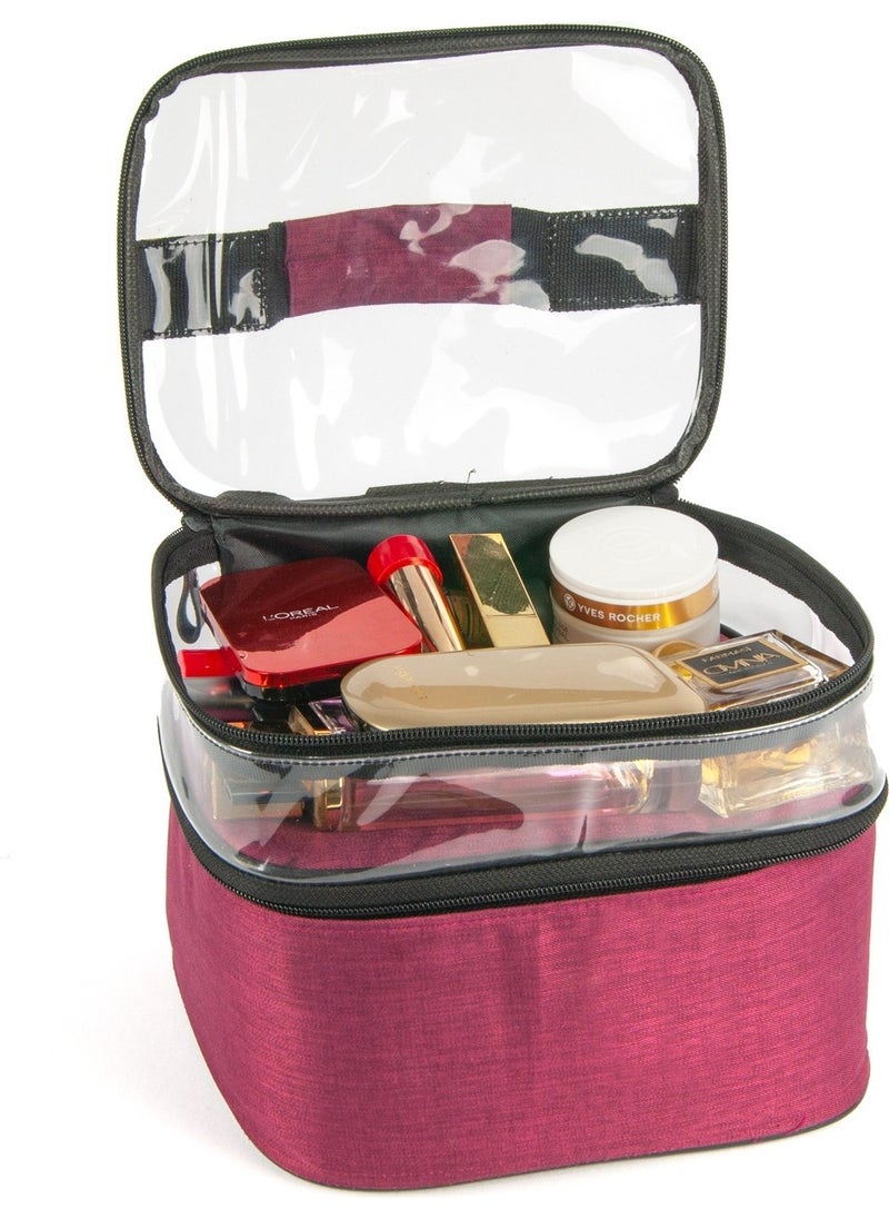 Joseki - Makeup Care Bag Women's Accessory Travel Set Daily 2 Compartments Transparent Cosmetic Shaving Set Organizer - Image 1