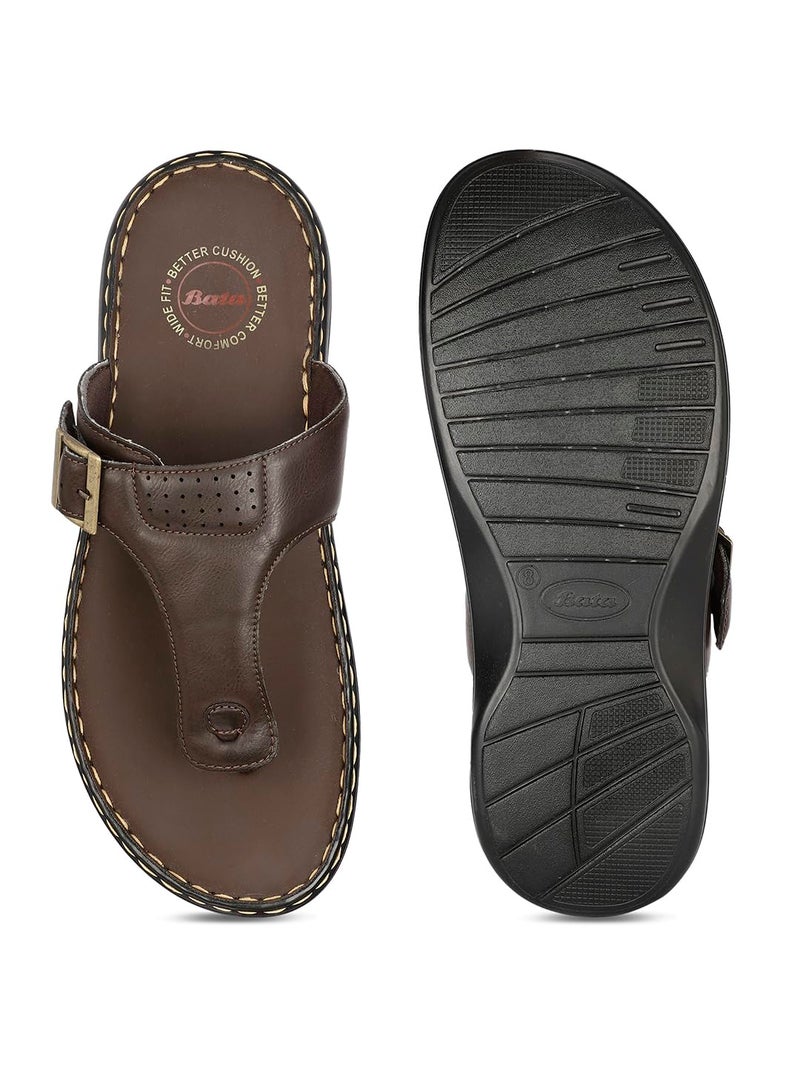 Bata Borden Thong Men's Tan Sandals - 7 UK (8713292) - Image 5