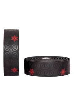 1 x 5 pcs Dual-Color Anti-slip Sweat-absorbent Shockproof Road Bike Handlebar Tape Red printing on black background
