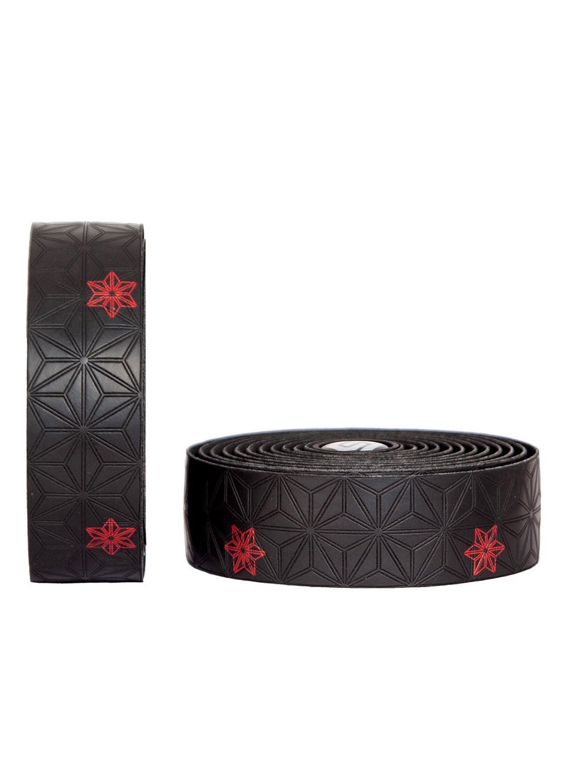 Generic - 1 x 5 pcs Dual-Color Anti-slip Sweat-absorbent Shockproof Road Bike Handlebar Tape Red printing on black background - Image 1