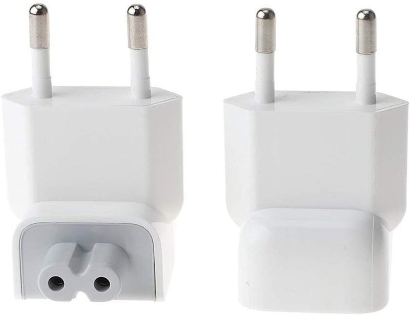 WOVTE Europe Plug Converter Travel Charger Adapter for Apple iBook MacBook White Pack of 2 - Image 1