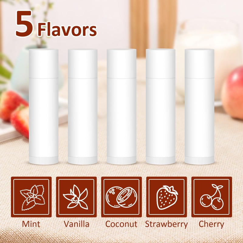 VISRIE 120 Pack Lip Balm Unlabeled, Natural Lip Balm Bulk Blank Tube, Personalized Lip Balms for Party Favors Adults and Bridal Shower Favors or Baby Shower Gifts-5 Flavors - Image 4