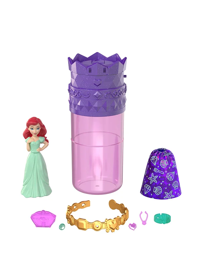 ديزني Princess Small Doll Royal Color Reveal with 6 Surprises Including Scented Ring and 4 Accessories (Dolls May Vary), Garden Party Series