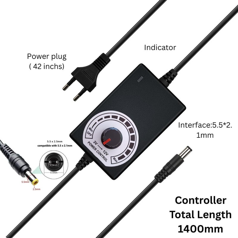 PGSA2Z DC Brushless BBQ Blower Fan, 12V, 6500 RPM, Variable Speed Control, 97mm x 33mm, with AC Adapter, Black - Image 4