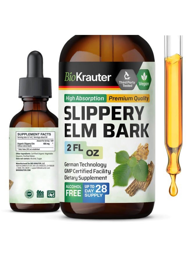 MAUWE HERBS Slippery Elm Bark Drops - Ulmus Rubra Slippery Elm Liquid - Respiratory & Digestive Health - Vegan, Alcohol & Sugar Free Extract - 2 Fl.Oz. - Image 1