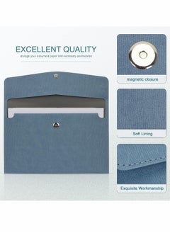 Generic File Folder, PU Leather A4 Document Holder Organizer Filing Envelope Portfolio Case Tablet Sleeve with Magnetic Snap Closure for Home School Office Stationery (Blue)  - Image 2