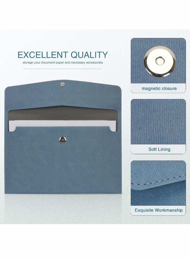 Generic - File Folder, PU Leather A4 Document Holder Organizer Filing Envelope Portfolio Case Tablet Sleeve with Magnetic Snap Closure for Home School Office Stationery (Blue) - Image 1