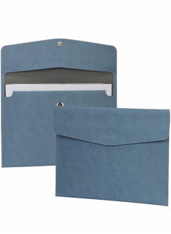 Generic File Folder, PU Leather A4 Document Holder Organizer Filing Envelope Portfolio Case Tablet Sleeve with Magnetic Snap Closure for Home School Office Stationery (Blue)  - Image 1
