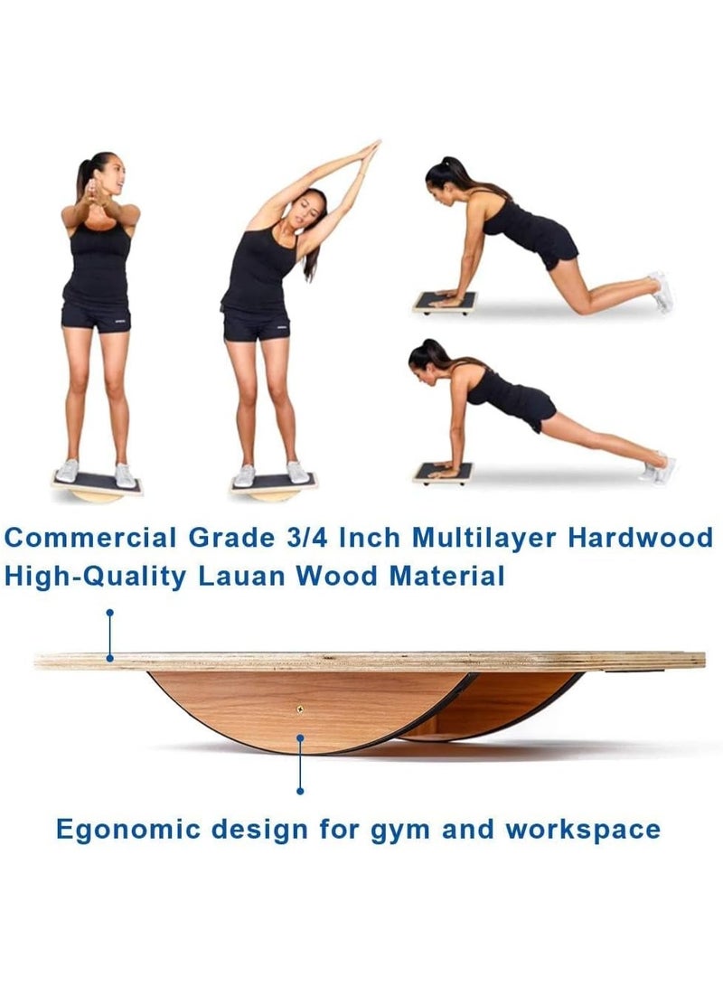 Generic Professional Wooden Balance Board, Rocker Board, Wood Standing Desk Accessory, Balancing Board for Under Desk, Anti Slip Roller, Core Strength, Stability, Office Wobble Boards  - Image 5