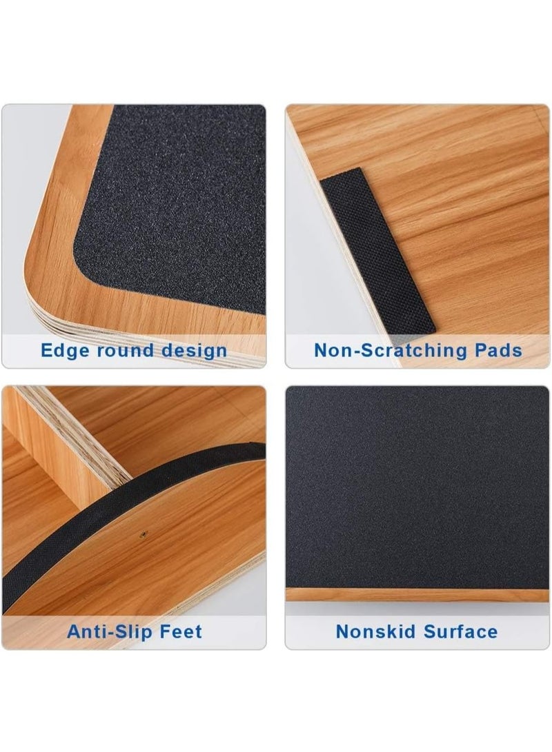 Generic Professional Wooden Balance Board, Rocker Board, Wood Standing Desk Accessory, Balancing Board for Under Desk, Anti Slip Roller, Core Strength, Stability, Office Wobble Boards  - Image 4