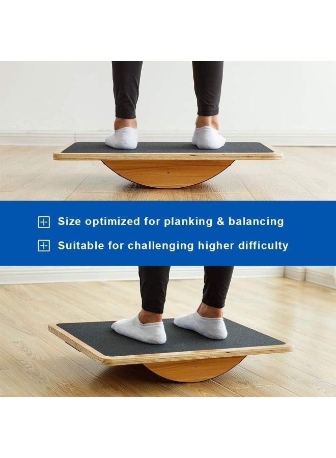 Generic Professional Wooden Balance Board, Rocker Board, Wood Standing Desk Accessory, Balancing Board for Under Desk, Anti Slip Roller, Core Strength, Stability, Office Wobble Boards  - Image 3