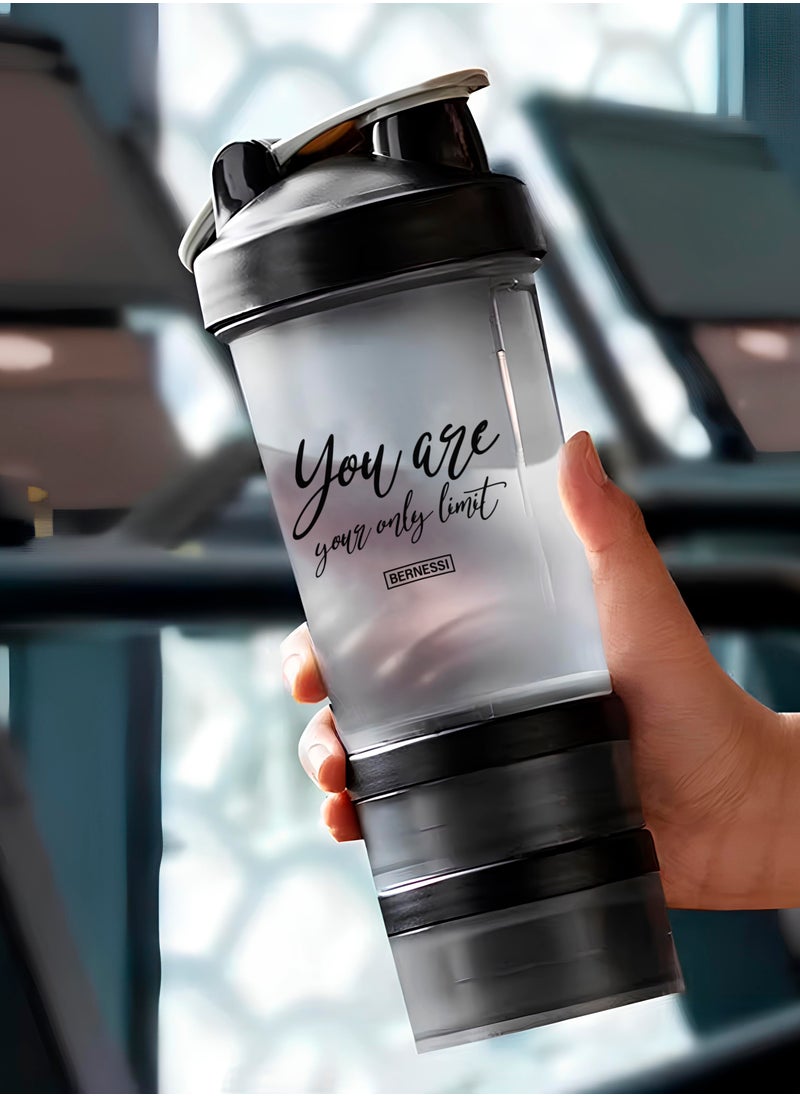 Bernessi - 450ml/15oz Protein Shaker Bottle with Leak-Proof for Protein Mixes & Shakes with Stainless Steel Ball, Protein Bottle Blender Cocktail Shaker Cup for Gym Fitness Home Pre Workout Male Female - Image 1