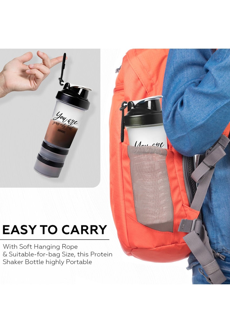 Bernessi - 450ml/15oz Protein Shaker Bottle with Leak-Proof for Protein Mixes & Shakes with Stainless Steel Ball, Protein Bottle Blender Cocktail Shaker Cup for Gym Fitness Home Pre Workout Male Female - Image 1