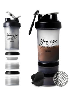 450ml/15oz Protein Shaker Bottle with Leak-Proof for Protein Mixes & Shakes with Stainless Steel Ball, Protein Bottle Blender Cocktail Shaker Cup for Gym Fitness Home Pre Workout Male Female
