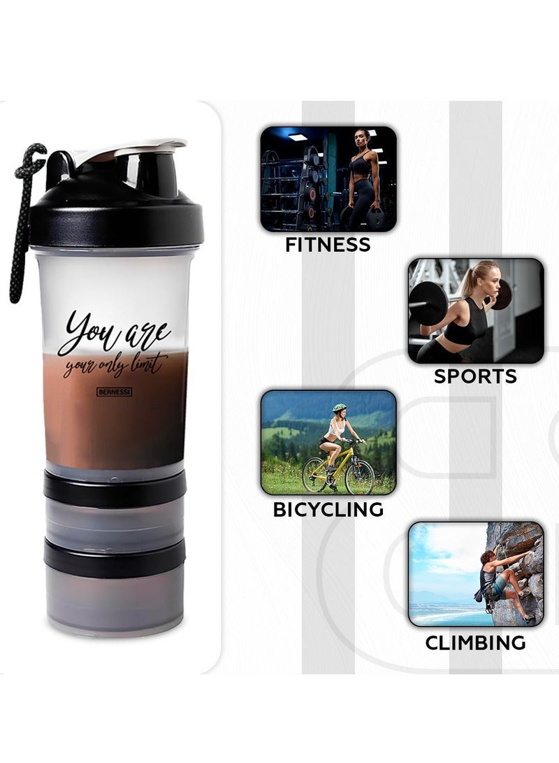 Bernessi 450ml/15oz Protein Shaker Bottle with Leak-Proof for Protein Mixes & Shakes with Stainless Steel Ball, Protein Bottle Blender Cocktail Shaker Cup for Gym Fitness Home Pre Workout Male Female - Image 5