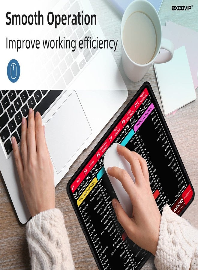 أبليف لوحة ماوس ablieve CAD Shortcut، لوحة ماوس صغيرة مريحة، سطح أملس، حواف مخيطة، لوحة ماوس للكمبيوتر، واللابتوب، للمنزل والمكتب، قاعدة مطاطية مانعة للانزلاق (260 × 210 مم) 0031 - Image 2