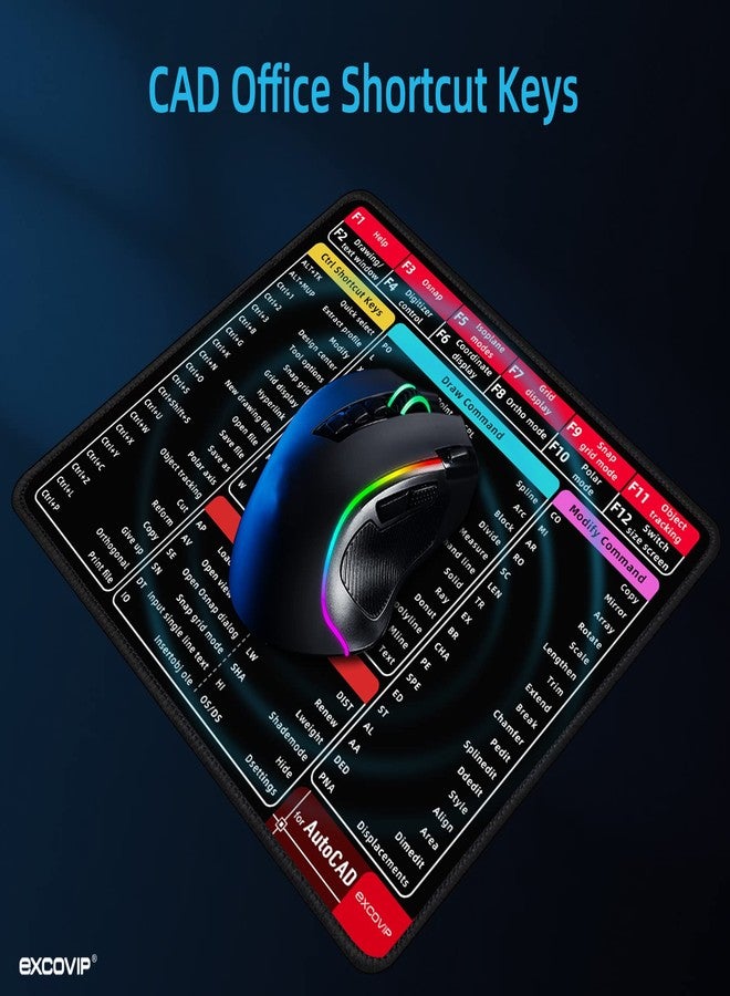 أبليف لوحة ماوس ablieve CAD Shortcut، لوحة ماوس صغيرة مريحة، سطح أملس، حواف مخيطة، لوحة ماوس للكمبيوتر، واللابتوب، للمنزل والمكتب، قاعدة مطاطية مانعة للانزلاق (260 × 210 مم) 0031 - Image 3