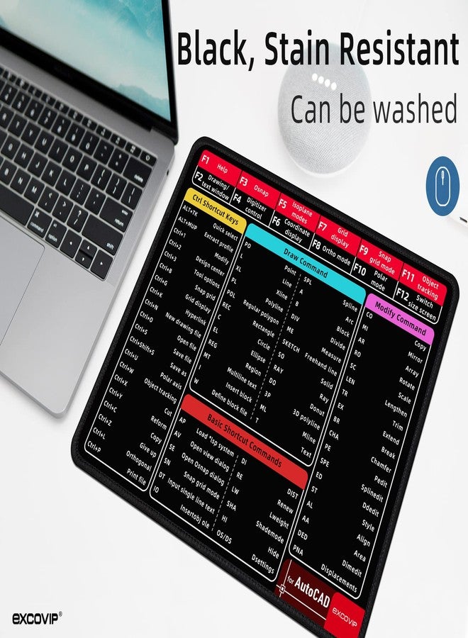 أبليف لوحة ماوس ablieve CAD Shortcut، لوحة ماوس صغيرة مريحة، سطح أملس، حواف مخيطة، لوحة ماوس للكمبيوتر، واللابتوب، للمنزل والمكتب، قاعدة مطاطية مانعة للانزلاق (260 × 210 مم) 0031 - Image 5
