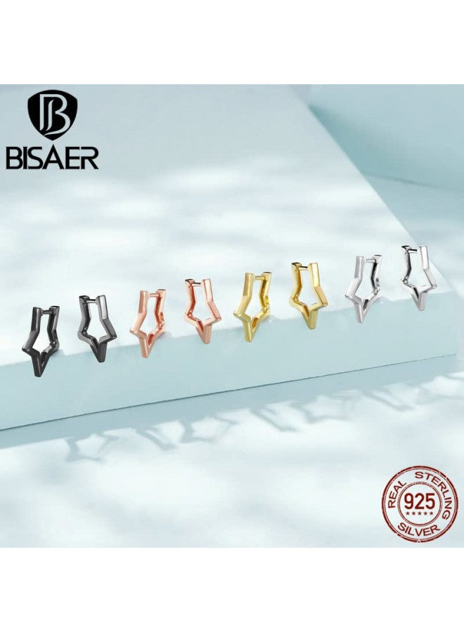 BISAER أقراط هووب نجمة من الفضة الإسترلينية 925 من بيسار للفتيات المراهقات، أقراط هووب صغيرة للنوم لأذن التراجي، هدايا مجوهرات للنساء - Image 1